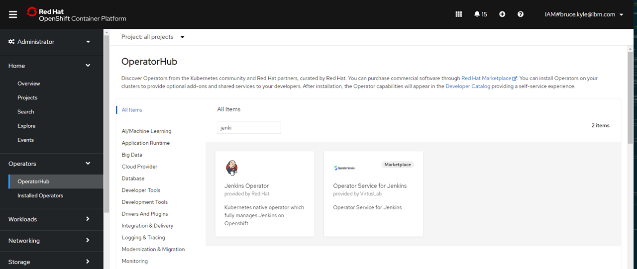 red hat operator hub