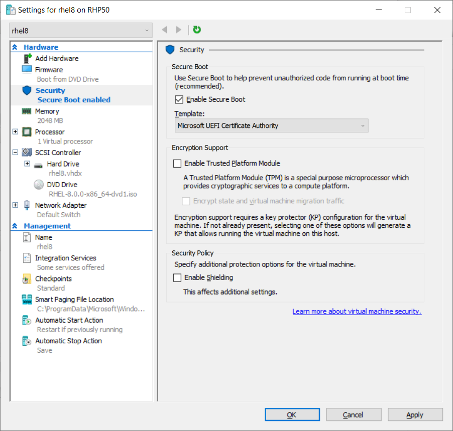 rhel on hyper-v